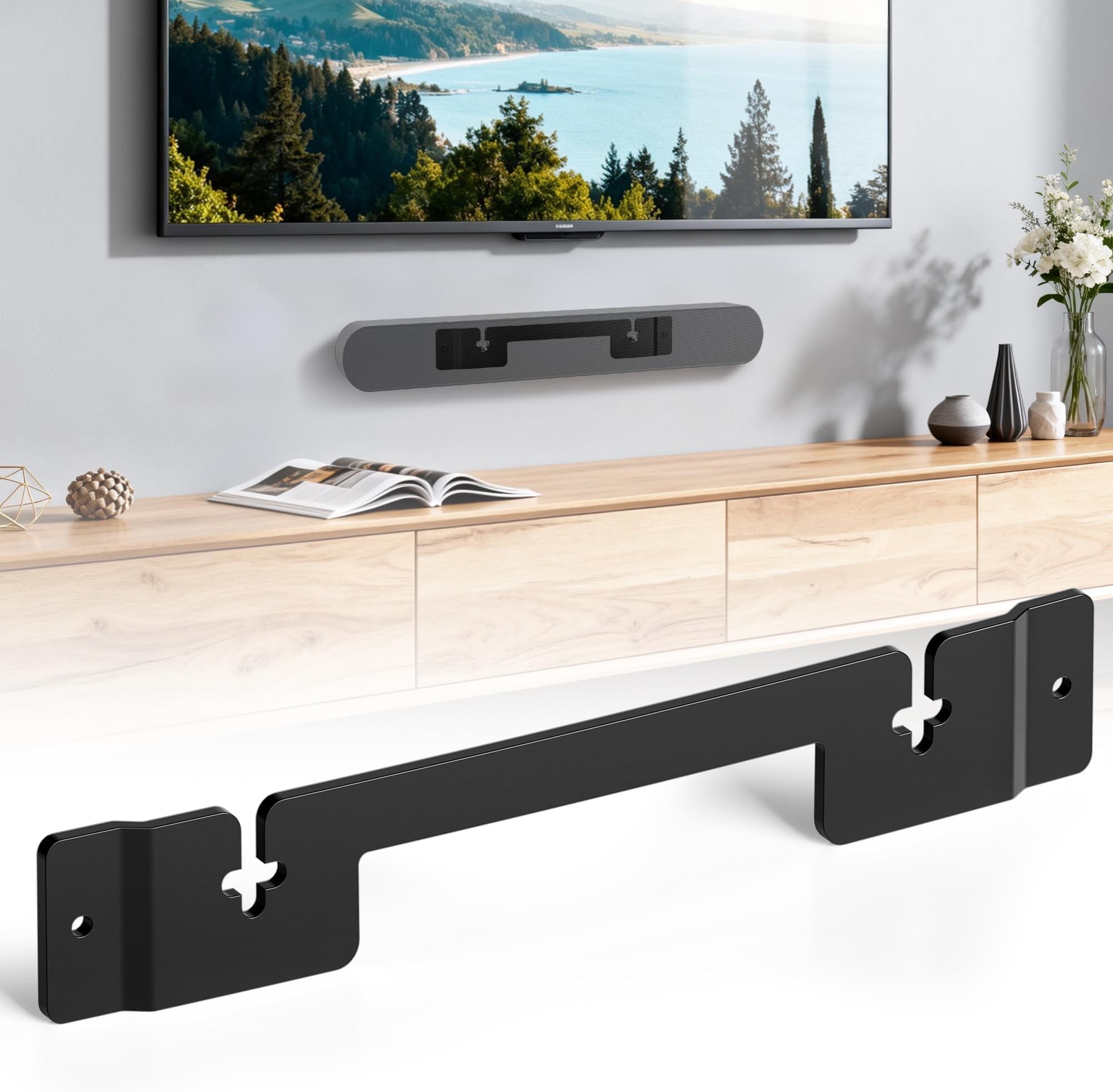 Ray Mount Compatible with Sonos Ray Wall Mount, Heavy Duty Rays TV Mount, Hidden Floating Design Soundbar Wall Bracket for Under/Above TV, Black
