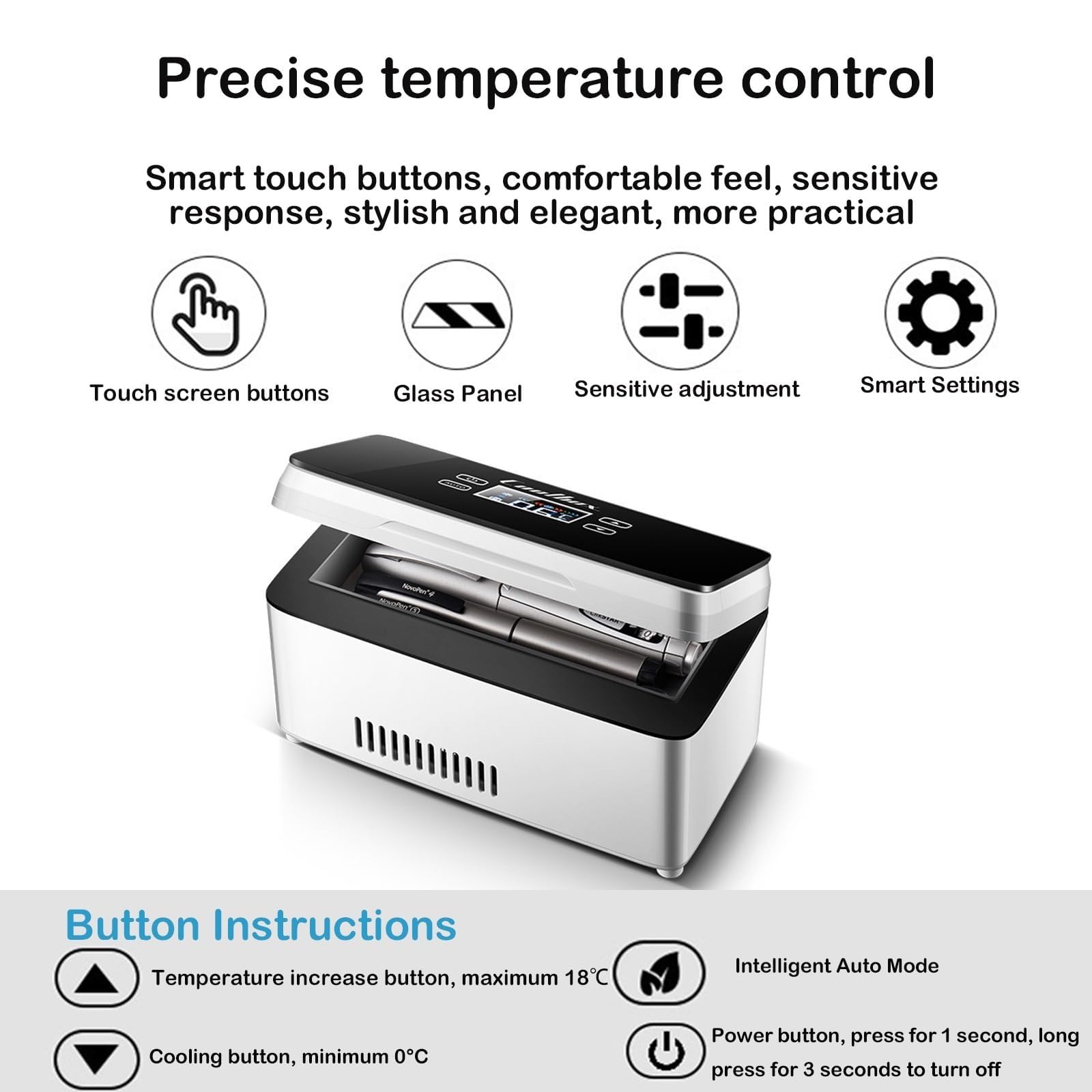 Etui podróżne na insulinę, ładowana przez USB, mini lodówka na leki z wyświetlaczem LED temperatury, do długopisów insulinowych