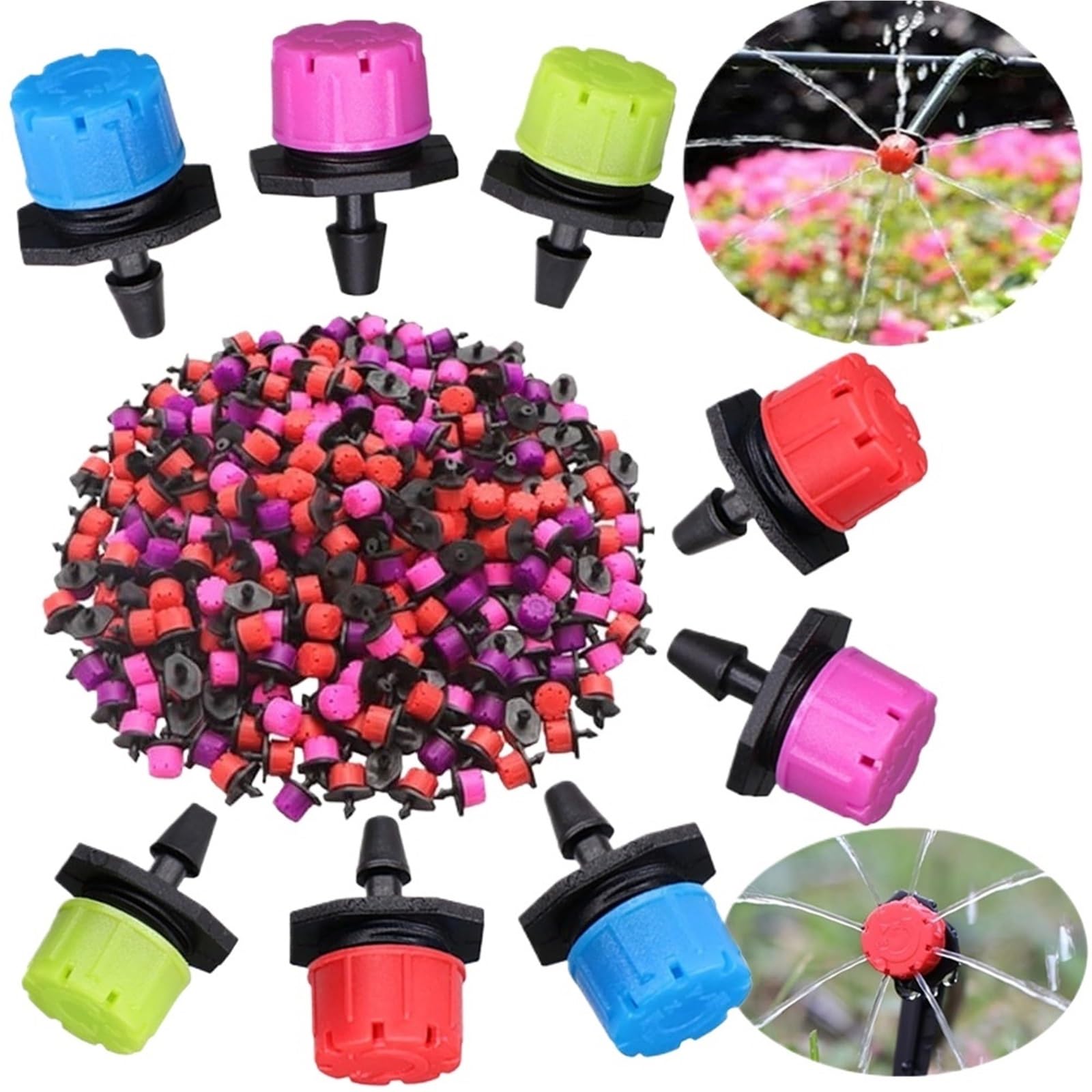 Ugello for irrigazione con gocciolatore regolabile a 4 colori e 8 fori | 4-Colour 8-Hole Adjustable Dripper Irrigation Nozzl(A-Red)