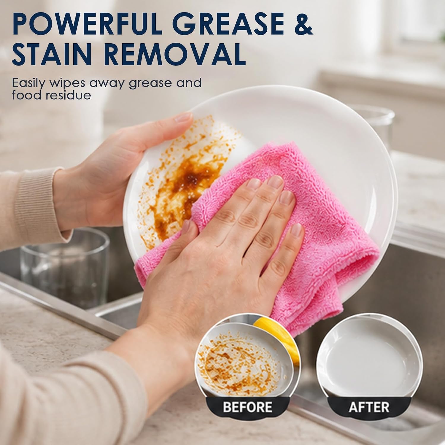 Microfiber Cleaning Cloths, Advanced Oil-Repelling & Rinses Clean with Water, Zero-Scratch Cleaning Rags, All-Purpose Microfiber Towels for Home, Kitchen, Cars, Glass, 11.8''x11.8'' (10, Multicolor) image 2