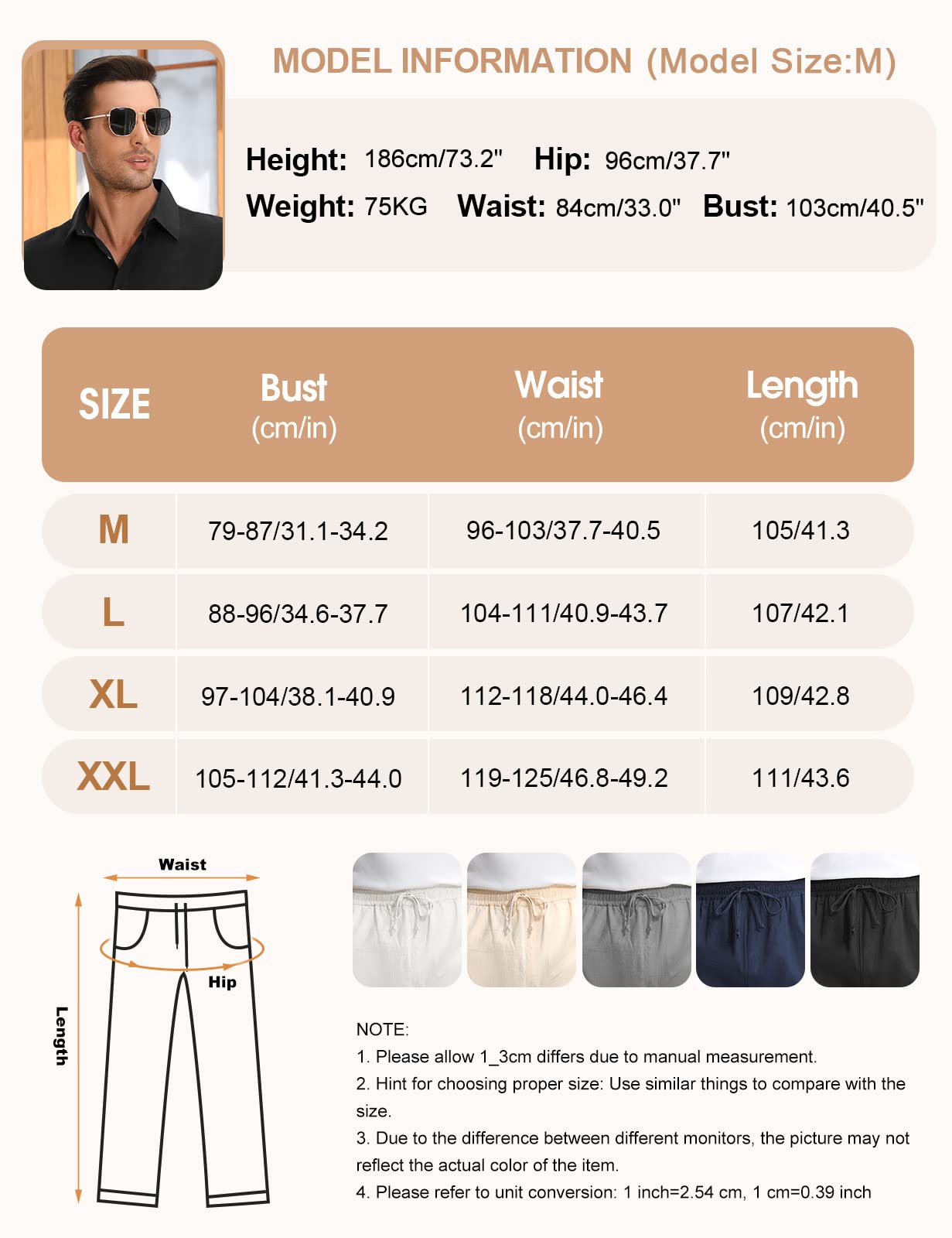 Heekpek Pantalones de Lino para Hombre - Cómodos y Ligeros Pantalón Casual de Verano Con Cordón