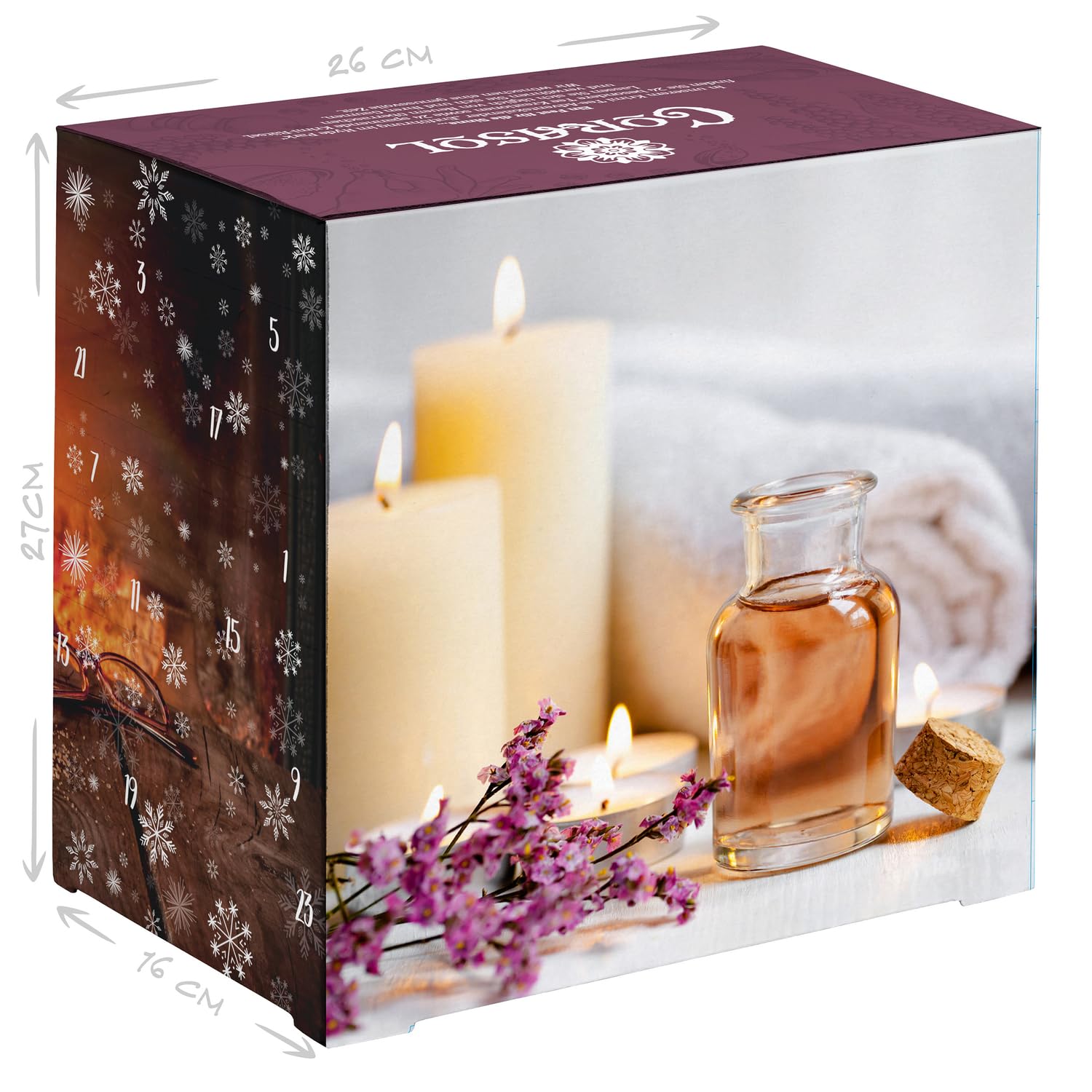Corasol Premium Wellness Duftöl Adventskalender 2025 mit 24 ätherischen Ölen & zeitloser Duftlampe (240 ml)