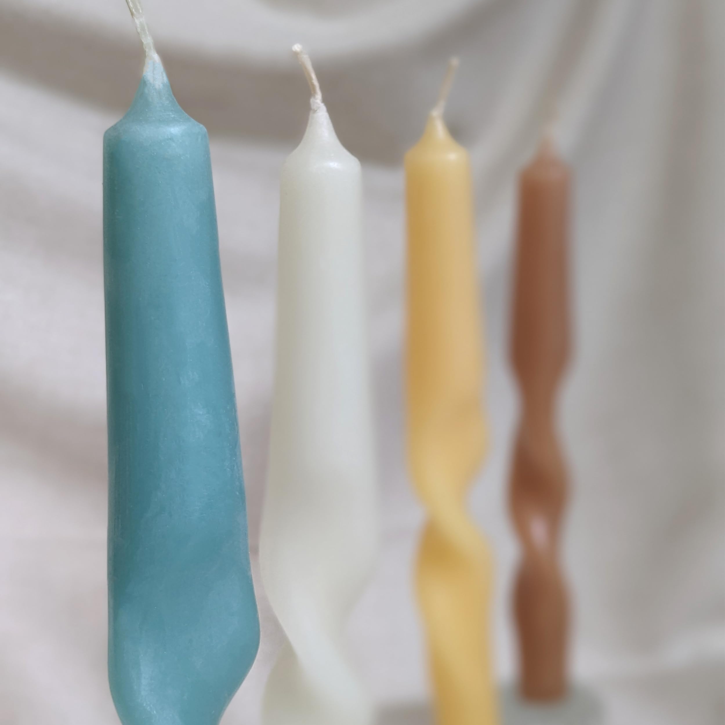 Twisted Design Dinner Candles in Gift Box Set of Four, Pastel Colours, Large - Image 4