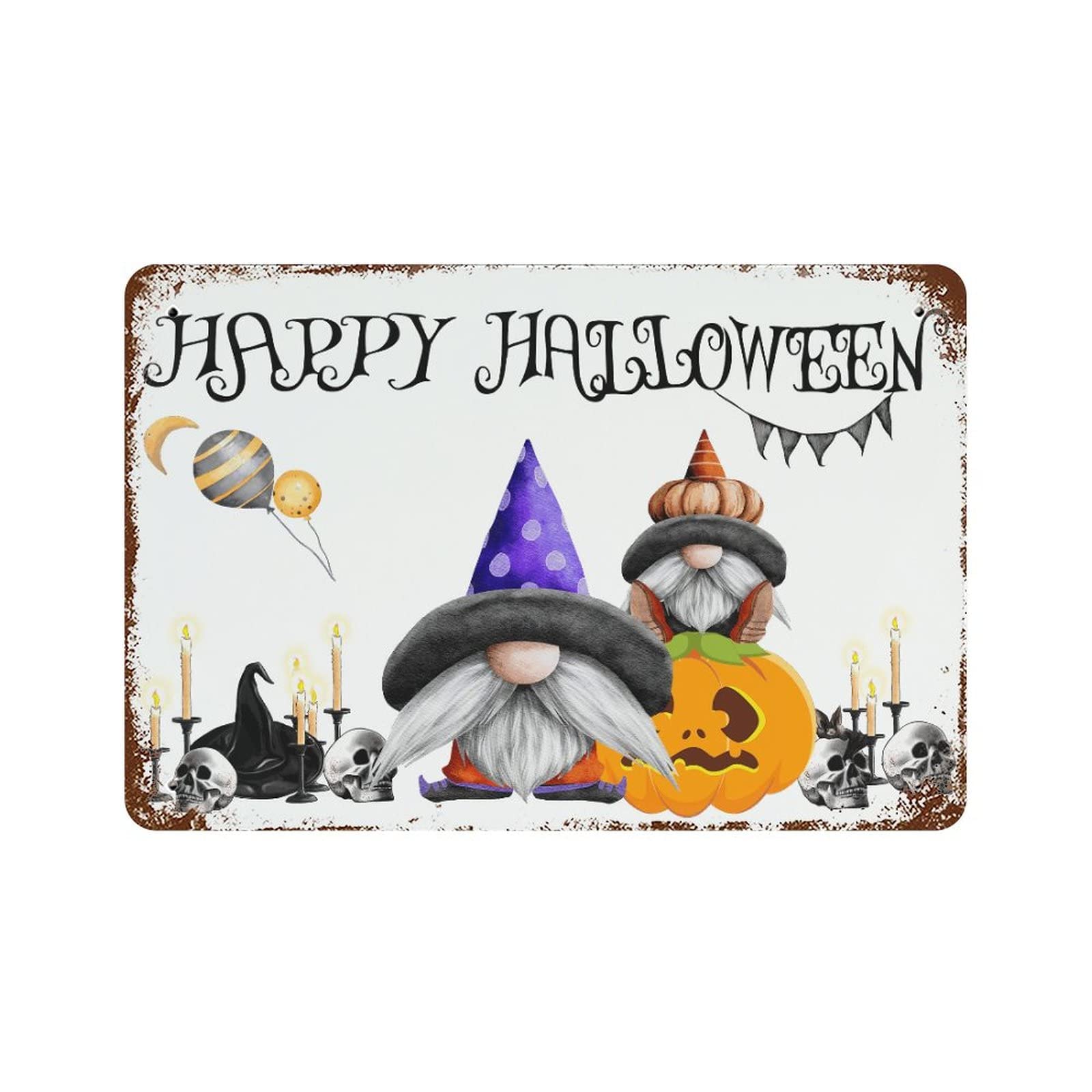 Panneau aluminium Happy Halloween rigide 30,5x45,7 cm avec impression citrouille haute définition