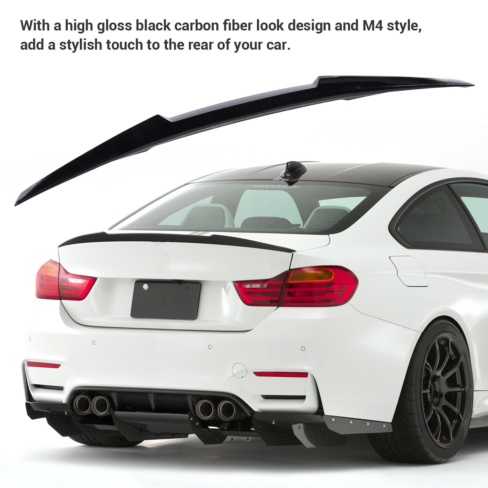 Qqmora Tylny Spojler Bagażnika Tylna Pokrywa Bagażnika Spoiler Skrzydło M4 Styl ABS Aerodynamiczny Sportowy Wygląd z Montażem Pasty do E90 Serii 3 4-drzwiowy Sedan 2006-2011 M3 Sedan (Błyszcząca