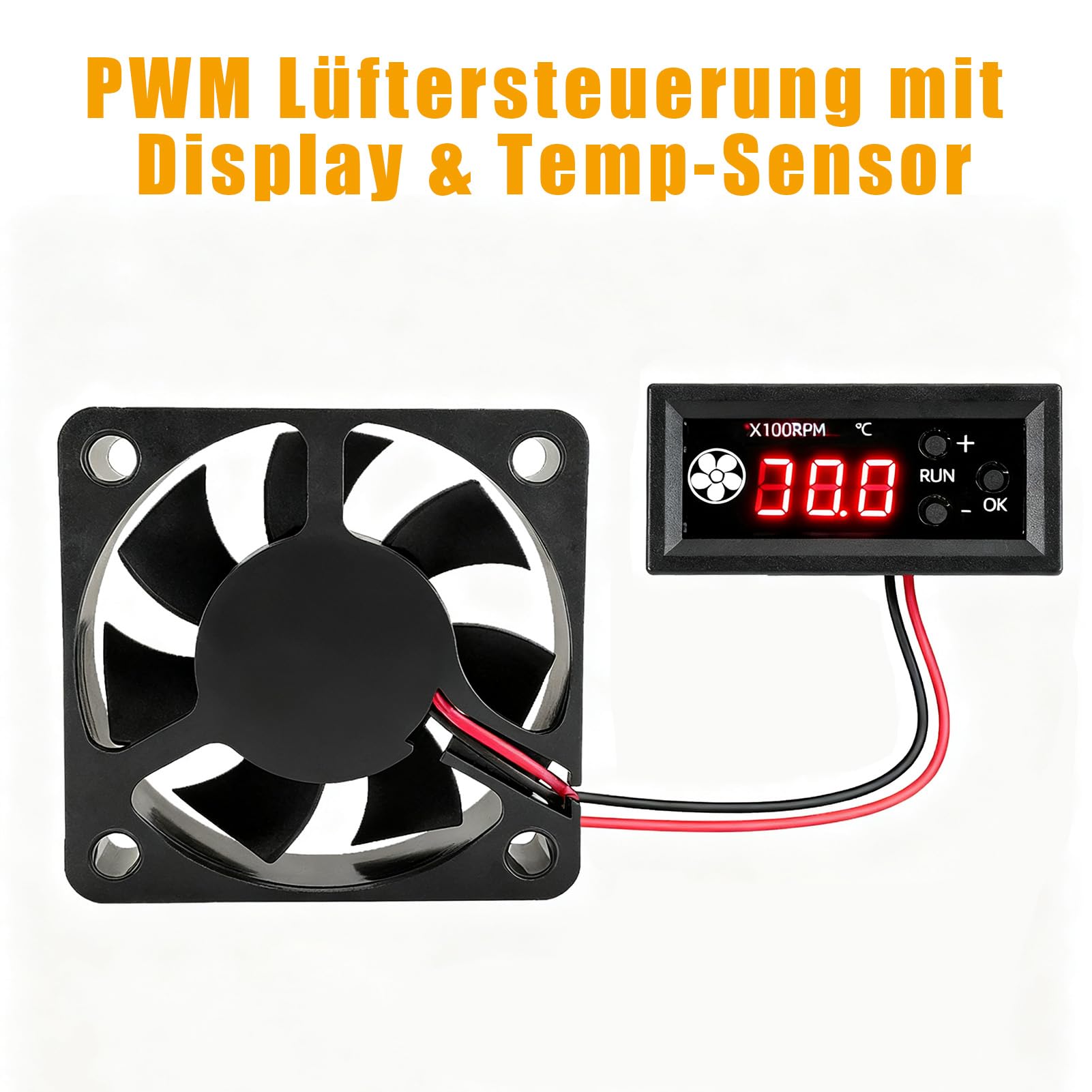 Controllo ventola DC 12 V PWM 4 pin con display digitale temperatura e velocità di rotazione – controllo della temperatura per ventola PC a 4 fili – regolatore di velocità 12 V ventilatore