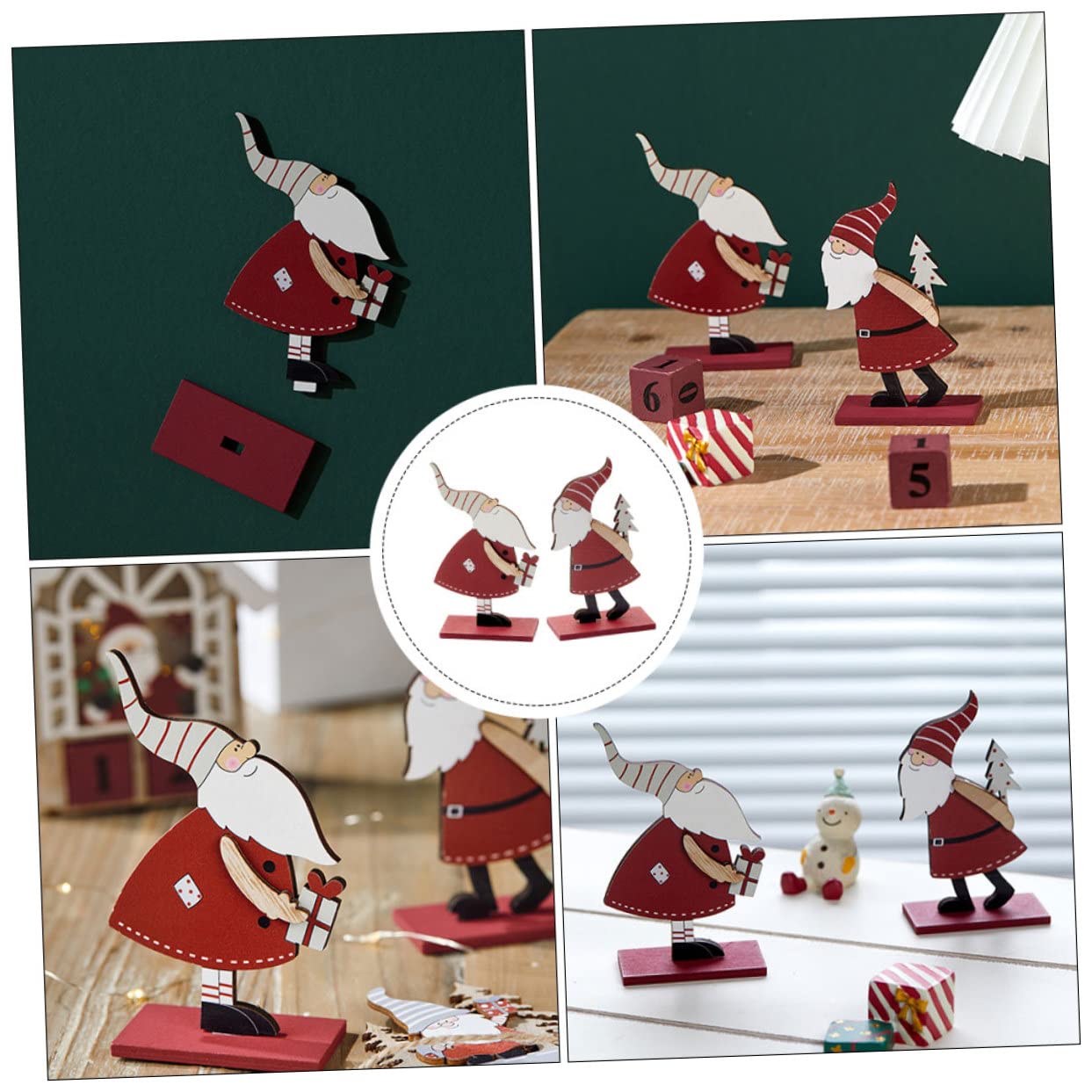 Abaodam 6stücke Kreative Holz Weihnachtsmann Dekorationen Festliche Tischornamente Für Weihnachten Für Zuhause Und Büro Weihnachtsdekoration Desktop Deko