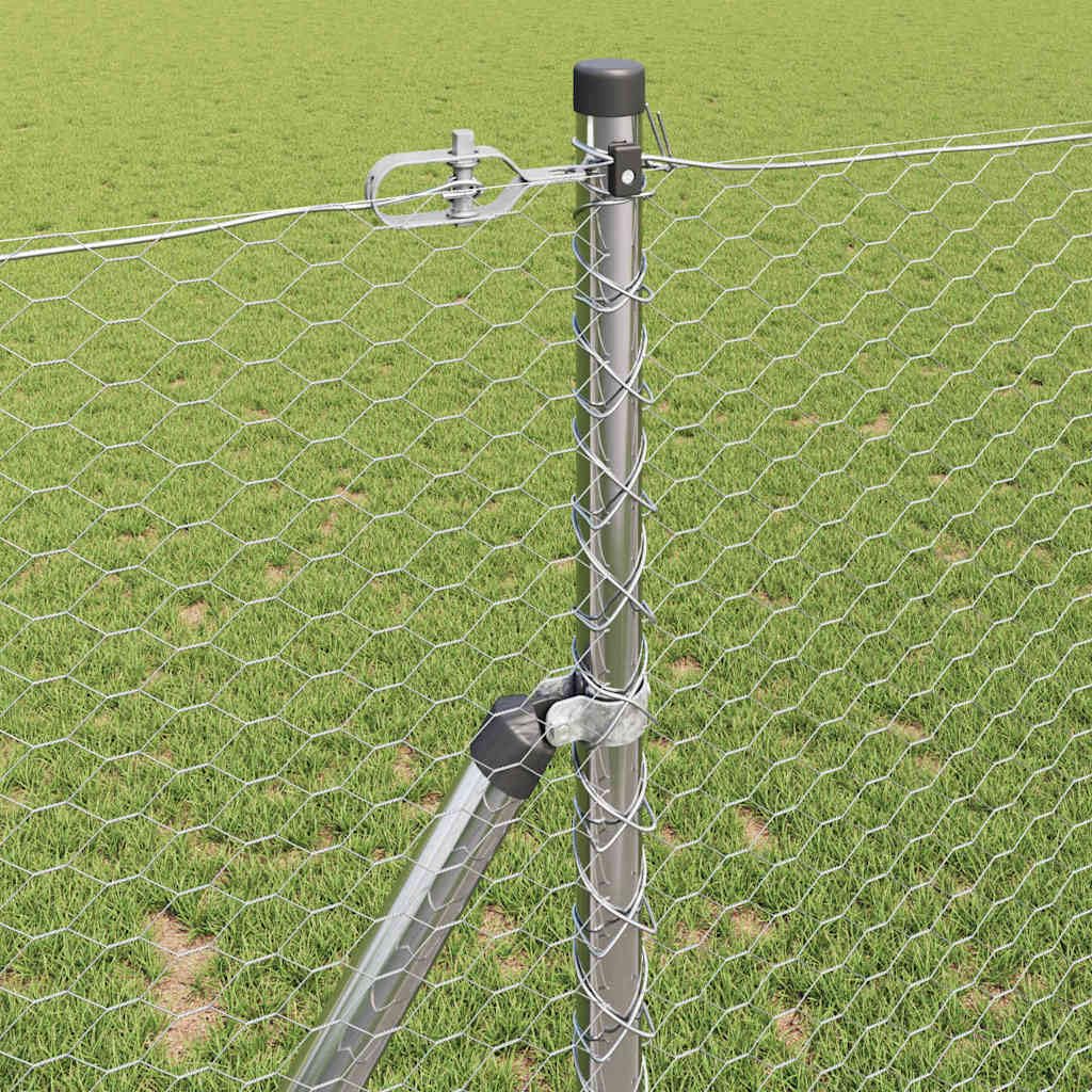Spawane ogrodzenie z drutu 50 x 1,4 m z 22 słupkami i akcesoriami, odporne na warunki atmosferyczne metalowe ogrodzenie ogrodowe, siatka druciana, element ogrodzeniowy na taras i