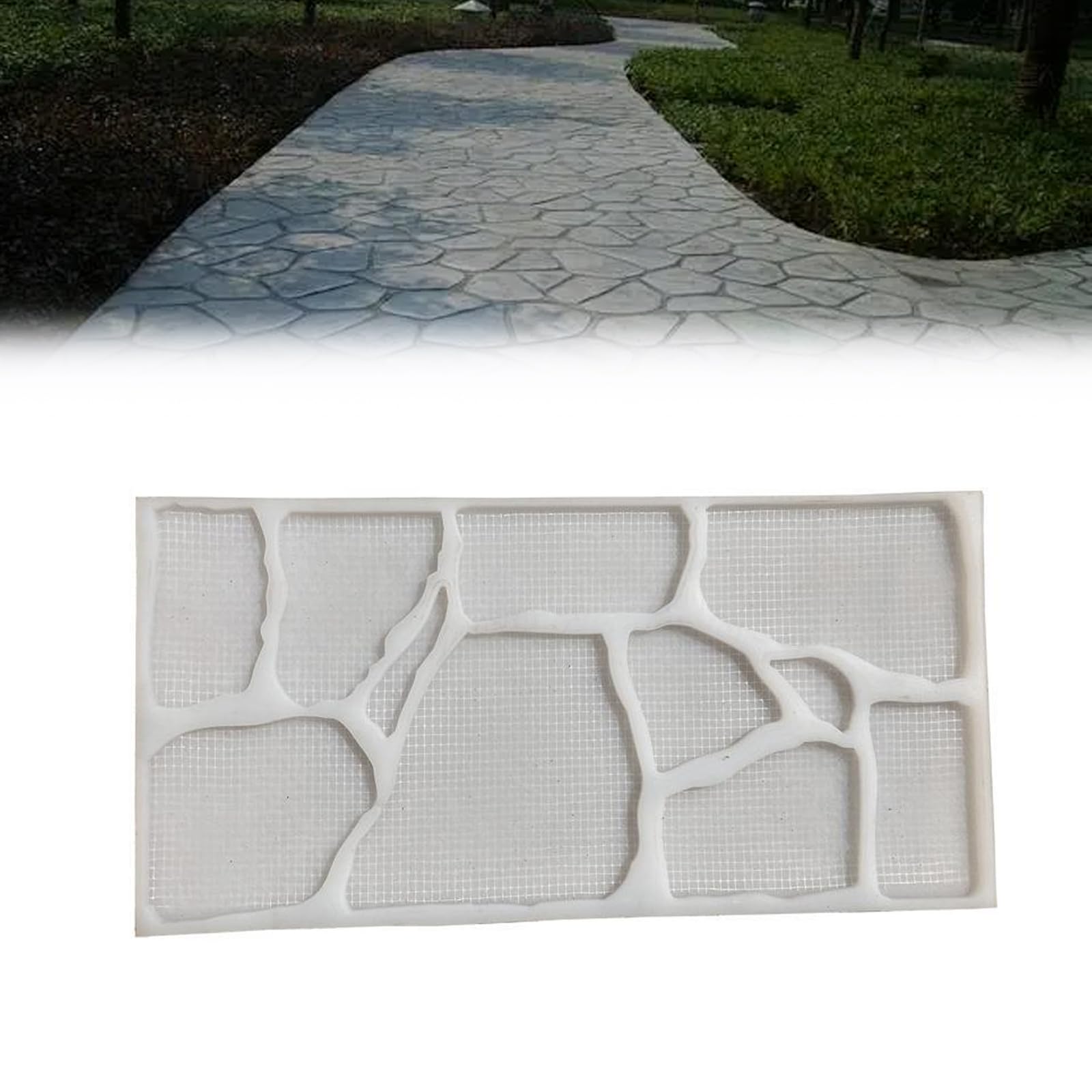 Irregular Flagstone Texture Tools for Cement Path Molds,Realistic Concrete Imprinting Molds White,Large Concrete Stamping Mold (60x30cm),Reusable,Simple and Efficient,for Concrete Pavements(Size:3pcs)