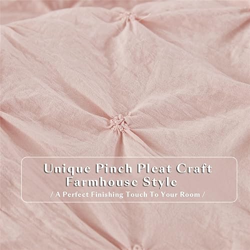 Miniatura 4 de HIG Shabby Chic Juego de edredón, tamaño King  Diseño plisado  Supersuave, hipoalergénico, prelavado, de microfibra ligera  Juego de cama de 3