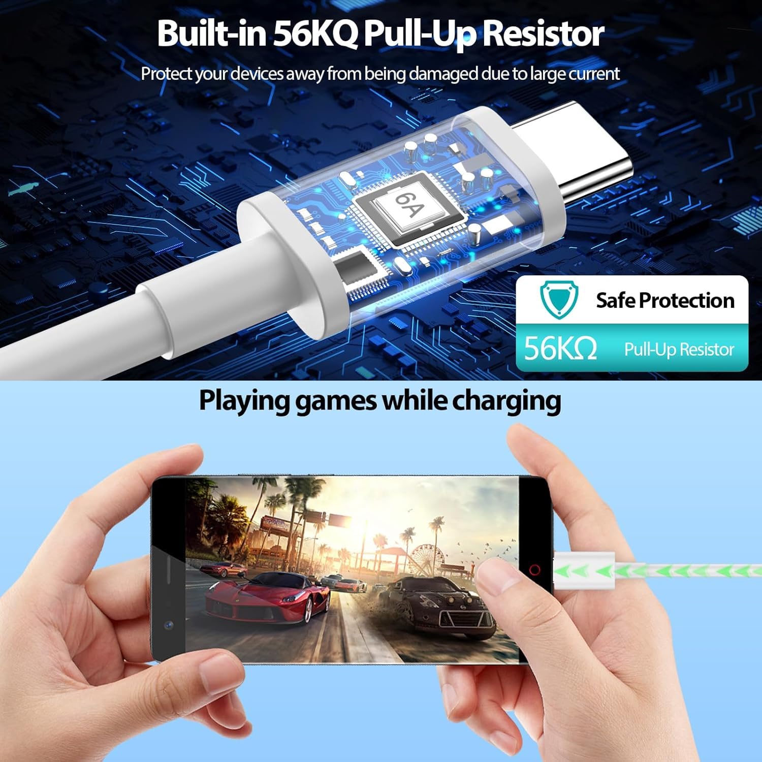 ACAGET 120W 6A Cavo USB Type-C 2M, Cavo USB C Ricarica Rapida per Redmi Note 15 14 13 12 11S 10Pro per Xiaomi 14T 13T 12 Pro,Cavo di Ricarica per Xiaomi 17