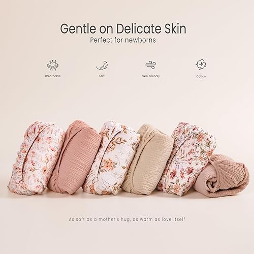 Miniatura 10 de Lulu moon Sábanas de muselina para cuna, sábanas ajustables para colchón de cuna para niños y niñas, 28 x 52 pulgadas, paquete de 2