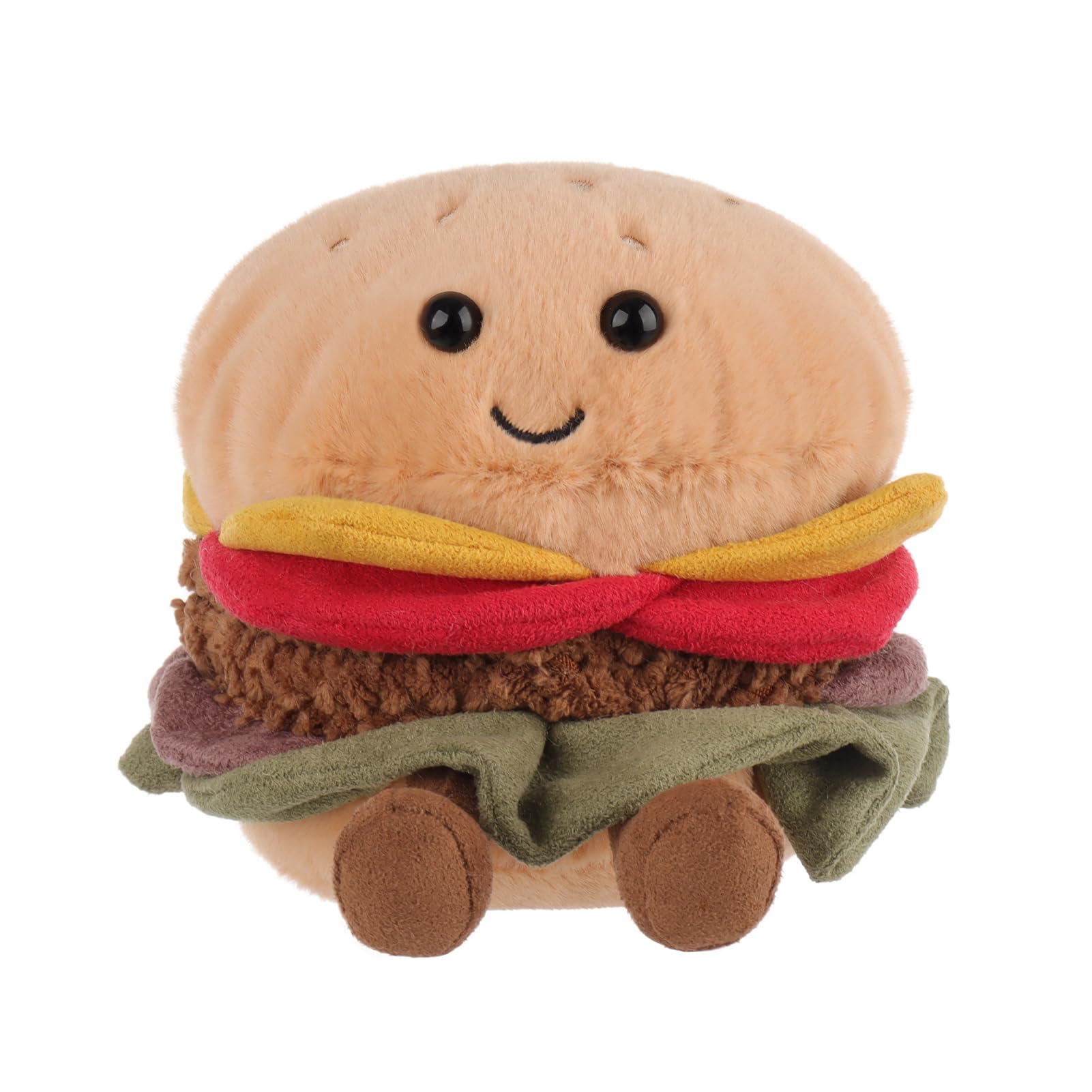 Apricot Lamb Delicious Hamburger Plush Toy - 4.4 Inch Cute Food Stuffed Animal For Kids, Boys & Girls