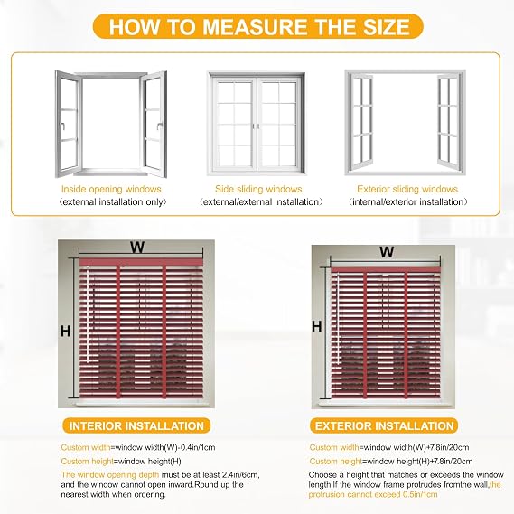 2 Slats Wooden Cordless Horizontal Blinds, Window Blind & Shades for Indoor Windows, Blackout Wooden Horizontal Window Shades for Bedroom, Kitchen, Living Room, Office