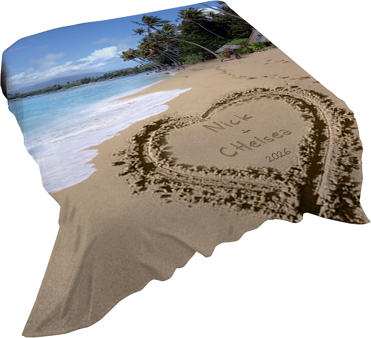 Personalization Universe Our Paradise Island Personalized Wedding 60x80 Plush Fleece Blanket