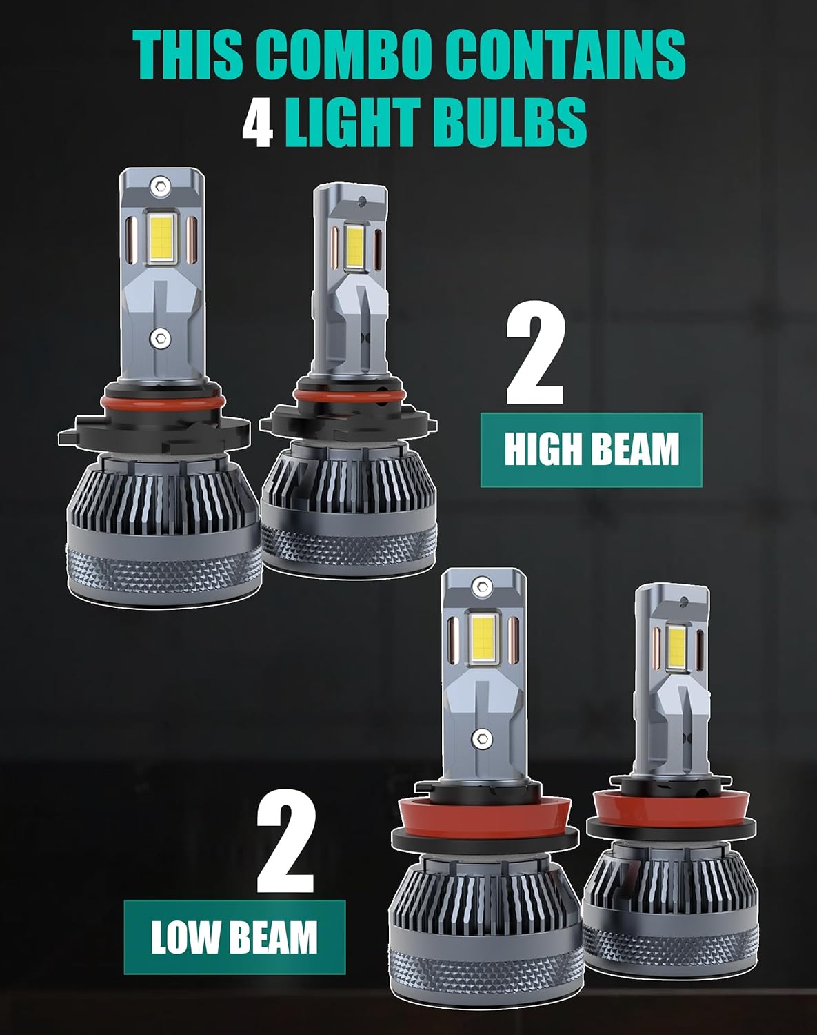 LED Bulbs Combo Compatible with Honda Odyssey 2011 2012 2013 2014 2015 2016 2017 2018 2019 2020, 9005 High Beam H11 Low Beam, 70W 30000Lm 6500K Cold White, 2 Thermally Conductive Copper Tubes, 4-Pack