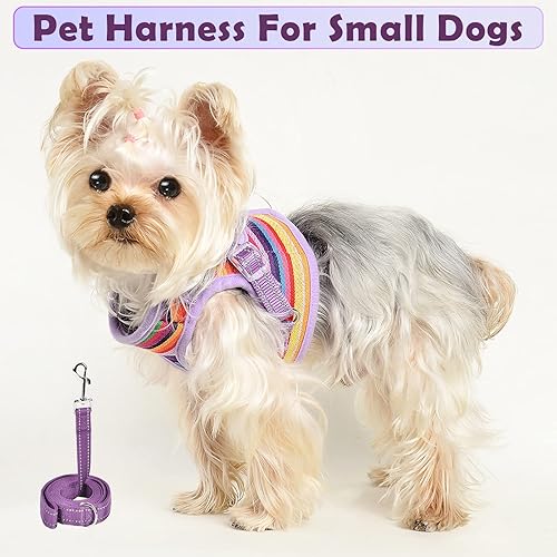 Miniatura 6 de Arnés para perro y correa para cachorro, arnés ajustable a rayas para perros pequeños, suministros para mascotas, arnés chaleco para perro sin