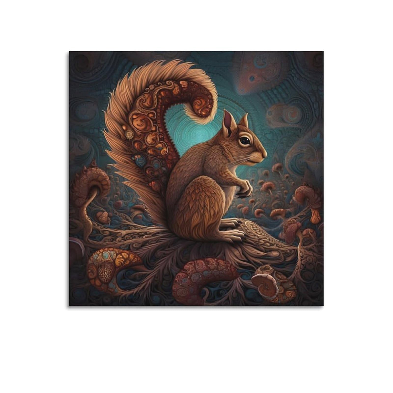 CXHJCA Animal Poster Squirrel in The Dark Poster Decorative Painting Canvas Wall Posters And Art Picture Print Modern Family Bedroom Decor Posters 20x20inch(50x50cm)