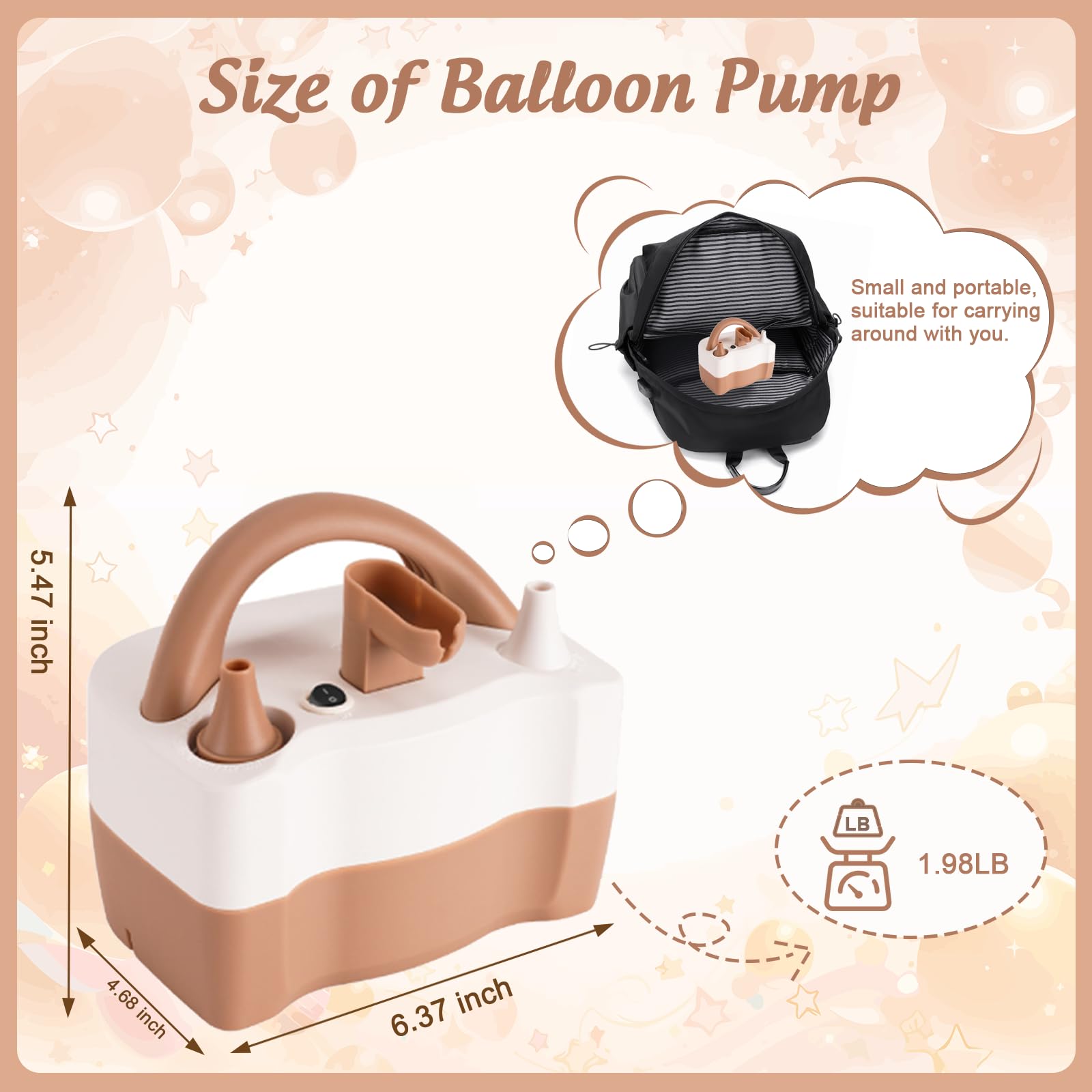 PlusFive 3-in-1 Electric Balloon Pump for Balloons & Inflatables, Multi-Functional Air Pump 550W - Image 2