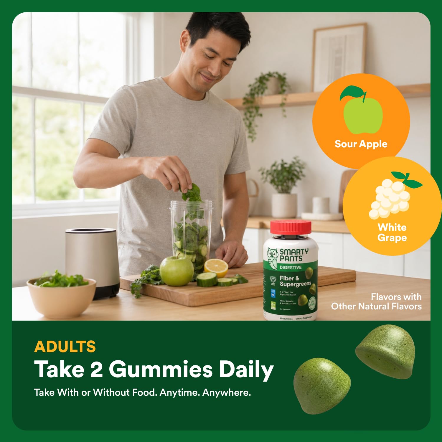 SmartyPants Adult Fiber & Super Greens Gummies, Supports Gut Health, 90 Ct — Amazon image 5