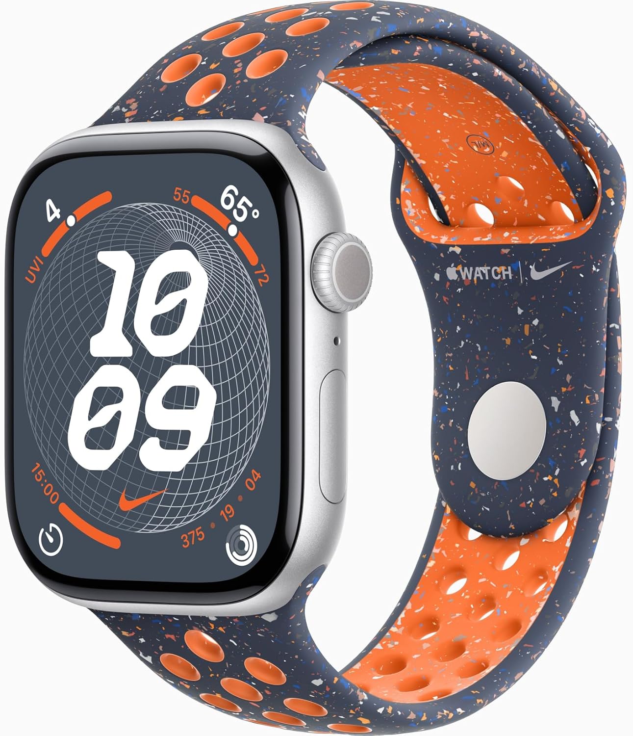 Apple Watch Series 10 [GPS + Cellular, 42mm] - Silver Aluminum Case with Blue Flame Nike Sport Band, S/M (Renewed)