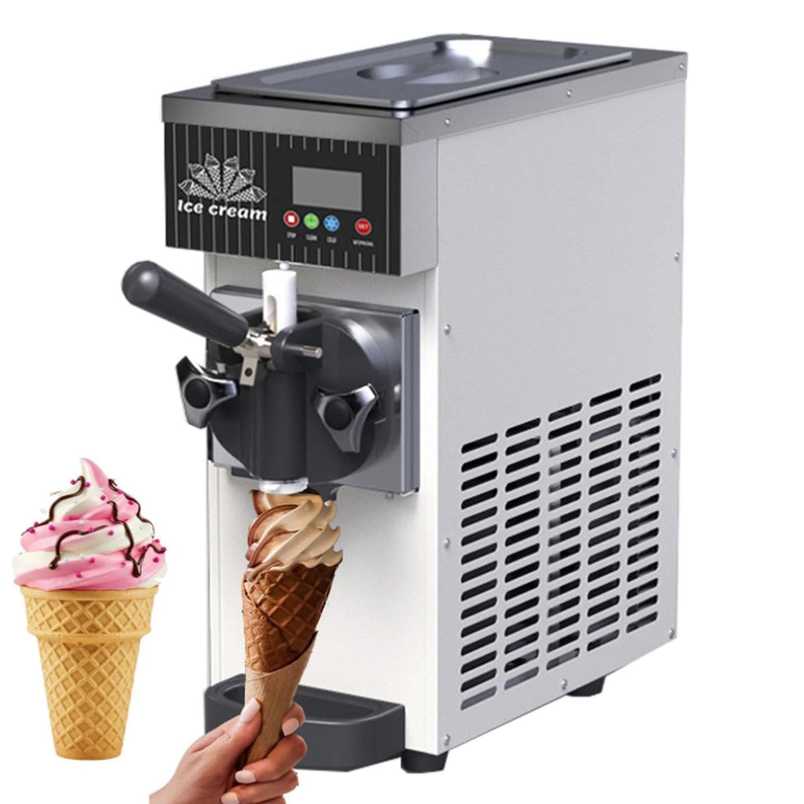 Máquina comercial de helado suave, de un solo sabor, panel LCD, para encimeras, para restaurantes, aperitivos, bares y tiendas