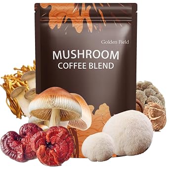 Mushroom Coffee 6 Adaptogenic Mushrooms USDA Organic Instant Coffee MCT Oil USA Grown Better Energy, Focus, Digestion, Immunity Cordyceps, Lions Mane, Turkey Tail 30 servings 6.35 Oz / 180g