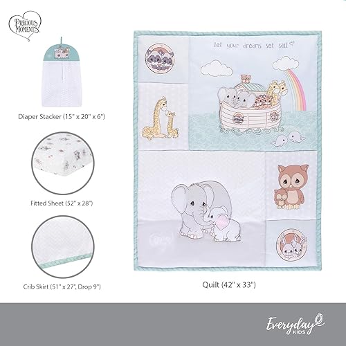 Miniatura 48 de EVERYDAY KIDS 4 Piece Boys Crib Bedding Set - Choo Choo Train - Includes Quilt, Fitted Sheet, Dust Ruffle and Diaper Stacker - Nursery Bedding Set -