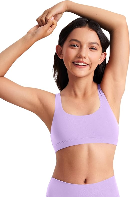 CRZ YOGA Girls Butterluxe Training Sports Bra - Scoop Neck U Back for Teens Kids Yoga Dance Crop Top