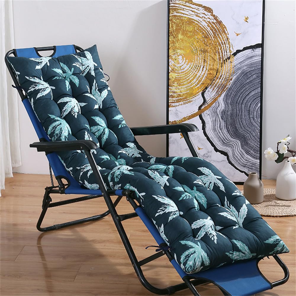 Mateju Sun Lounger Cushion Thick Soft Recliner Cushions Non-Slip Top Cover, Print Quilted Thick Padded for Garden Indoor Outdoor Garden Rocking Chair/Sunbed/Bench (Maple Leaf,53x53cm)
