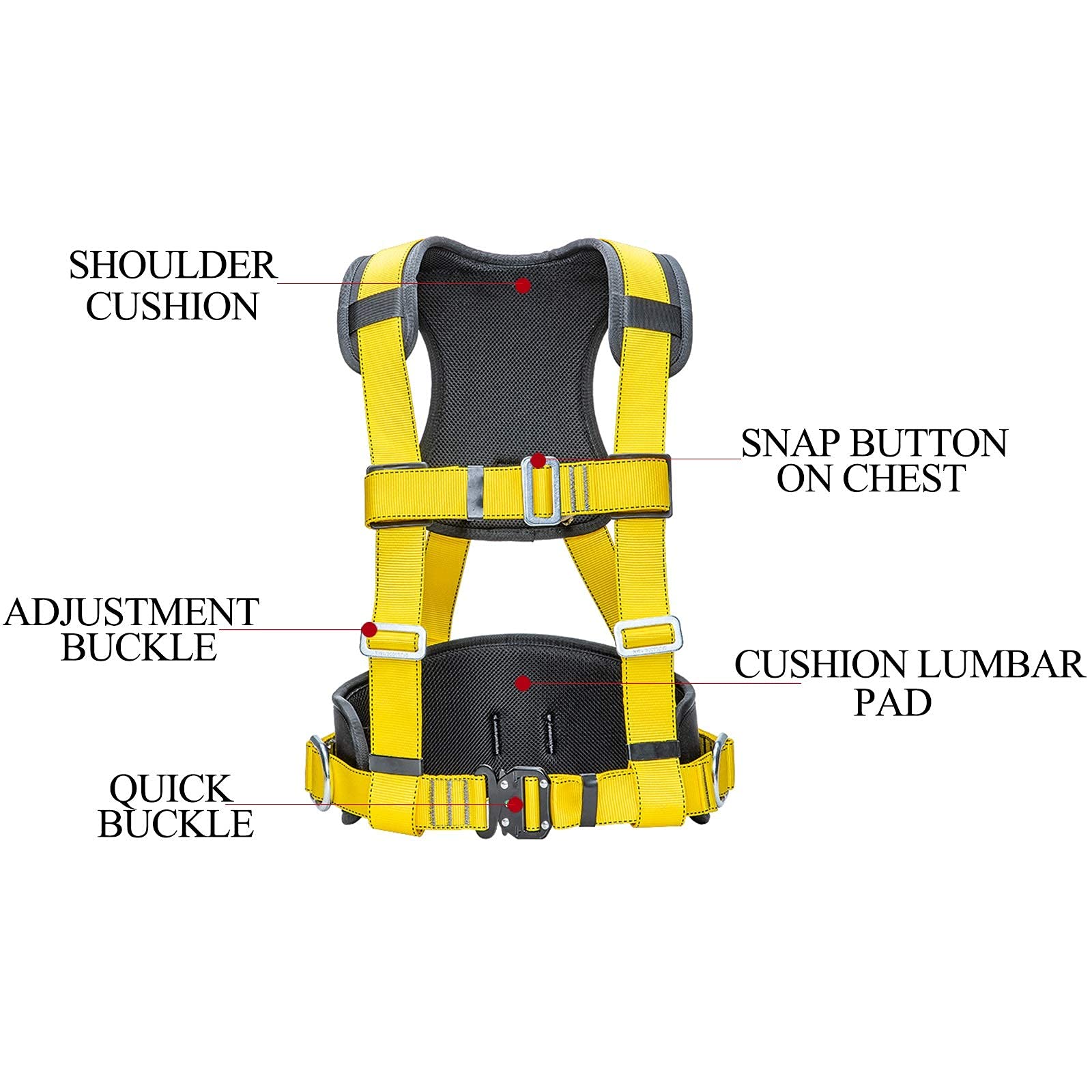 SwaYve Harnais Antichute de Sécurité, Harnais D'Escalade, Kit de Harnais de Sécurité Complet Pour Protection Contre Les Chutes, Ensembles de Harnais Personnels Antichute