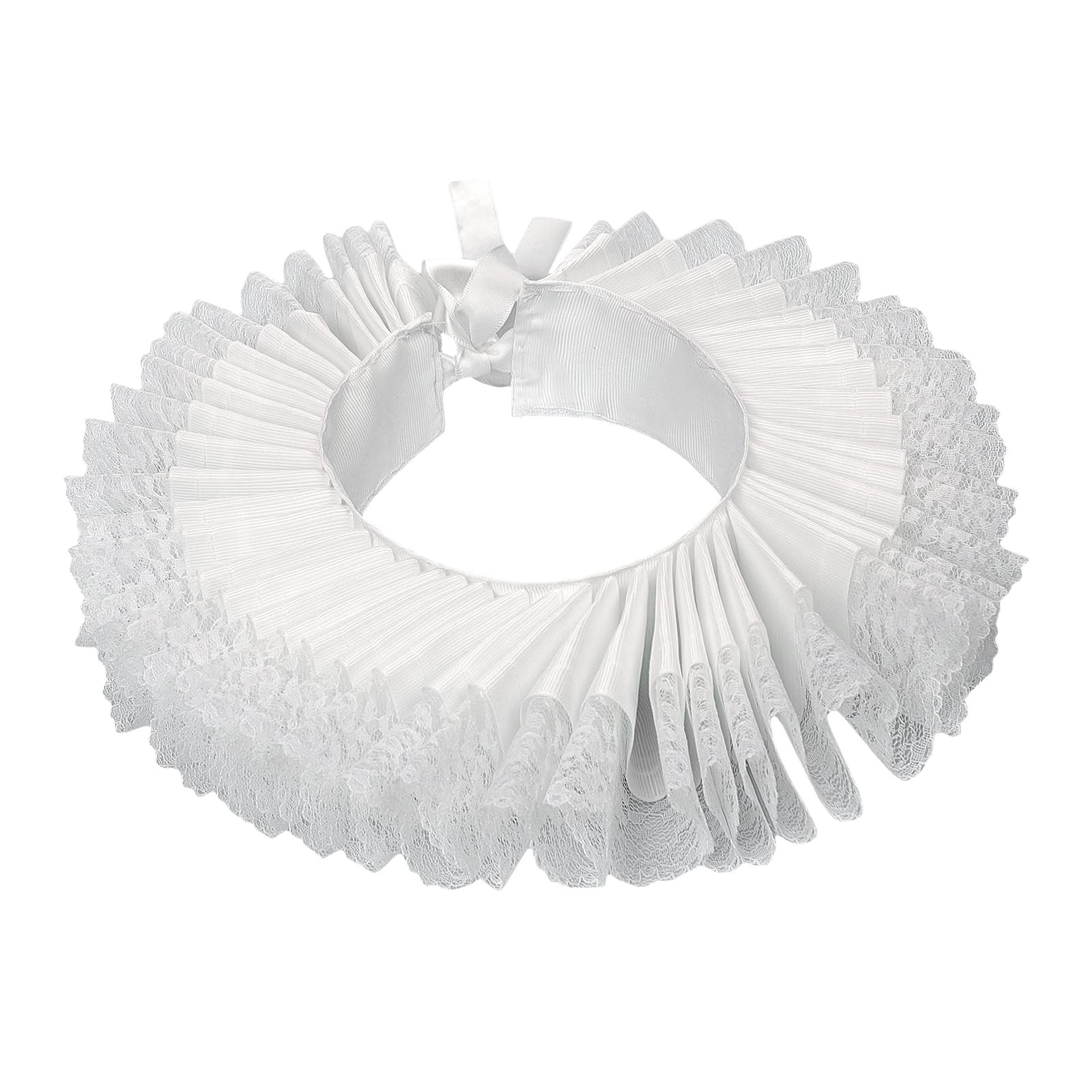 Elizabethan Neck Ruff Victorian Renaissance Pleated Ruffle Collar Costume