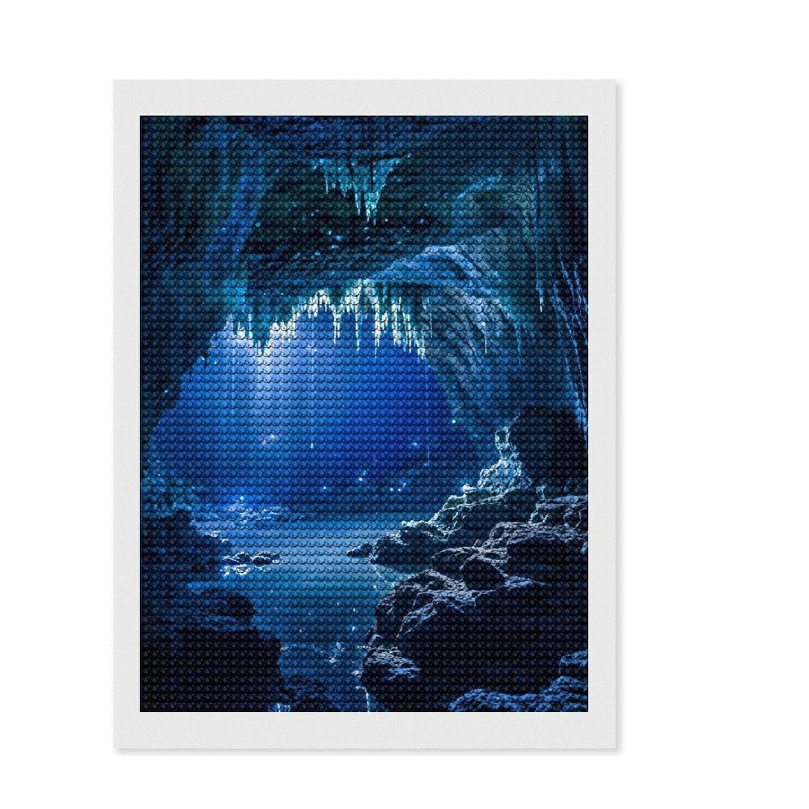 Junmoney Icicles in A Cave DIY Diamond Art Canvas Kit 12"x16", for Teens, Full Kit Included, Cosy Home Accent, Birthday Gift, Printed Canvas