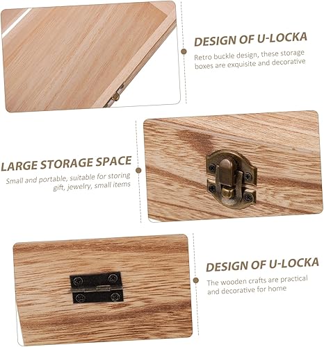Miniatura 4 de 1 juego de cajas de embalaje de madera retro, cajas de almacenamiento decorativas oblongas creativas con tapas para recuerdos, joyería y decoración