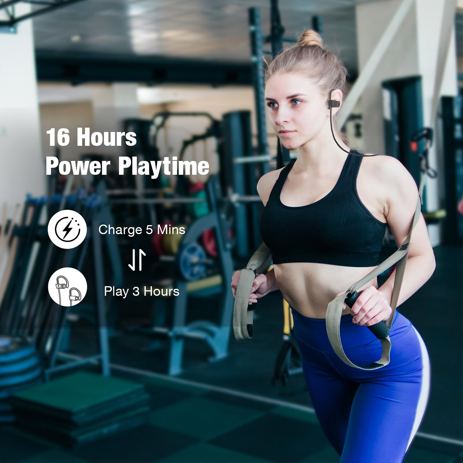 JOYWISE Cuffie Bluetooth, cuffie wireless 16 ore di riproduzione, auricolari wireless con microfono stereo, auricolari in-ear IPX7, impermeabili, cuffie sportive con isolamento acustico per corsa,