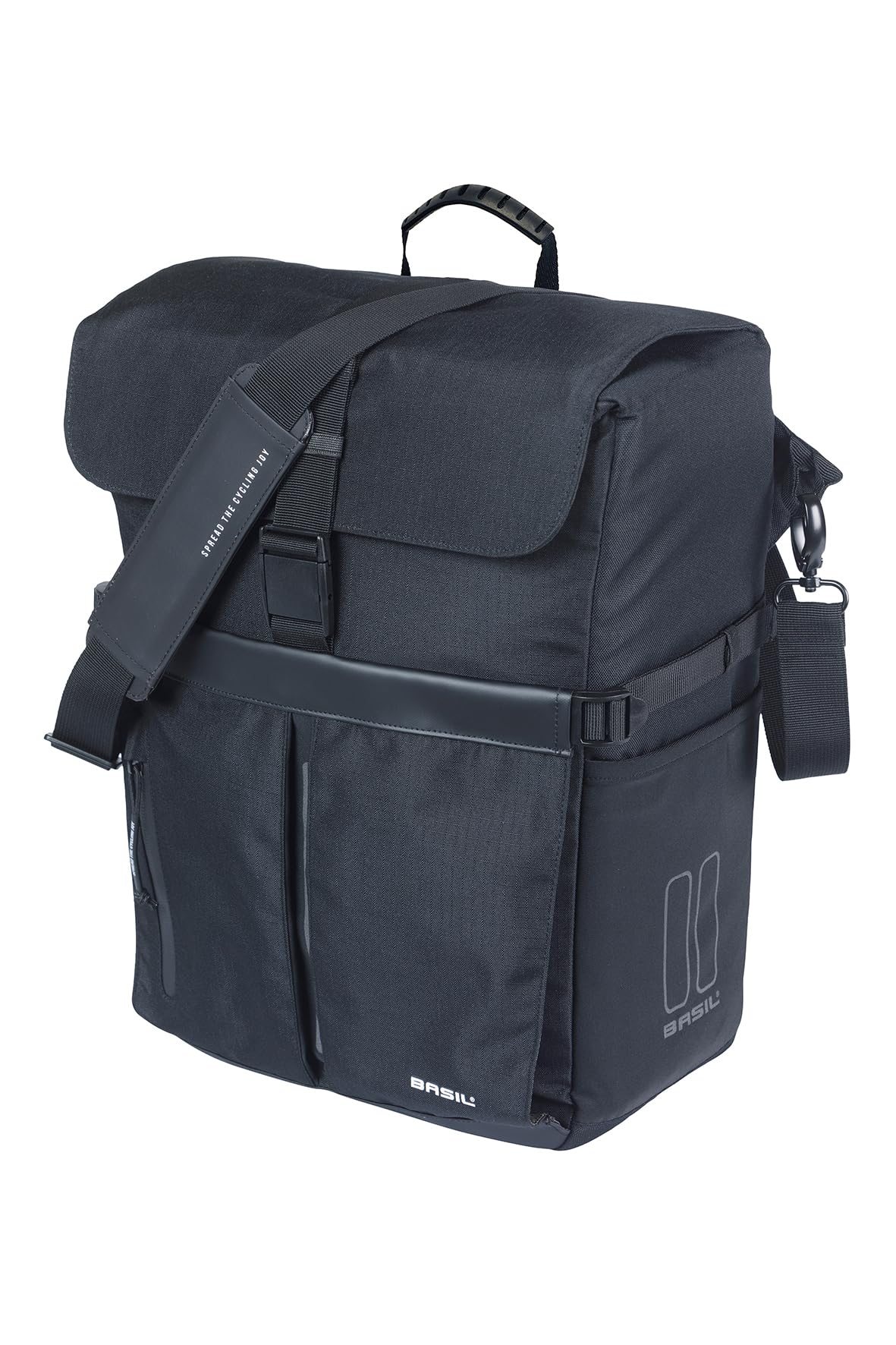 Basil Move Schultertasche MIK Hooks - 15L, Schwarz, Wasserabweisend, Recyceltes Polyester, Perfekt für den Alltag und Freizeit, Kompatibel mit Allen Gepäckträgern