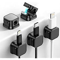 Motswedi Organizer Cavi, 5 Pezzi, Magnetici e Adesivi Forte, Fermacavi Adesivi Organizzatore Cavi HDMI, USB, Audio per Notte, Tavolo, Cucina e Ufficio