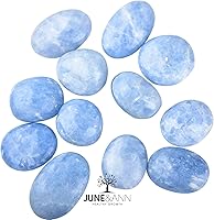 Vista 4 de June&Ann Piedras naturales de palmera celestita, piedras preciosas curativas para terapia de preocupación, piedras de cristal para meditación