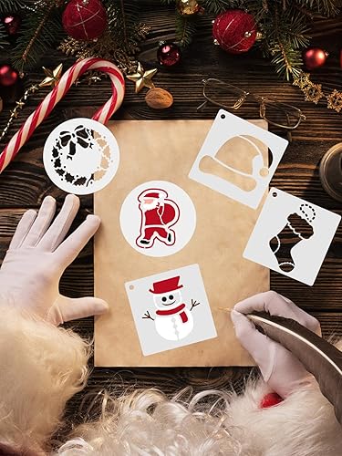 Miniatura 3 de Kalolary - 48 plantillas pequeñas de Navidad, plantillas de plástico para dibujo de copo de nieve, suministros de manualidades de Navidad para pared