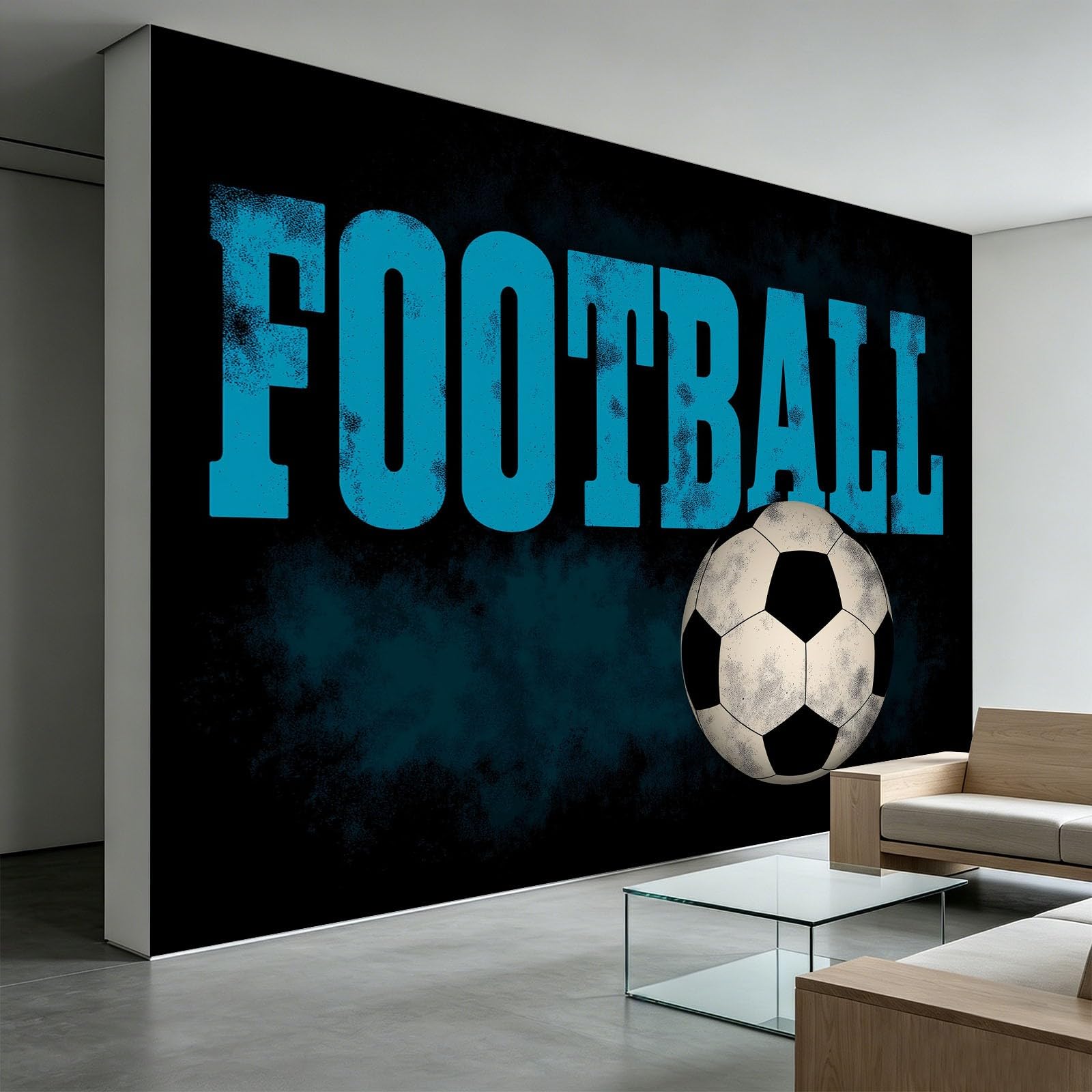 Postarzane litery paski piłka nożna sport pokój dziecięcy mural ścienny 250 szer. x 175 cm wys. cm, kreskówkowa niestandardowa fototapeta do sypialni dziecięcej przedszkola - czarna tapeta mural