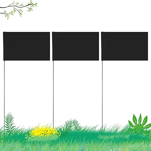 AIEX 42 banderas de marcado de 2 x 3 pulgadas, banderas de riego para aspersores de césped con poste de acero de 13.8 pulgadas, bandera de estacas