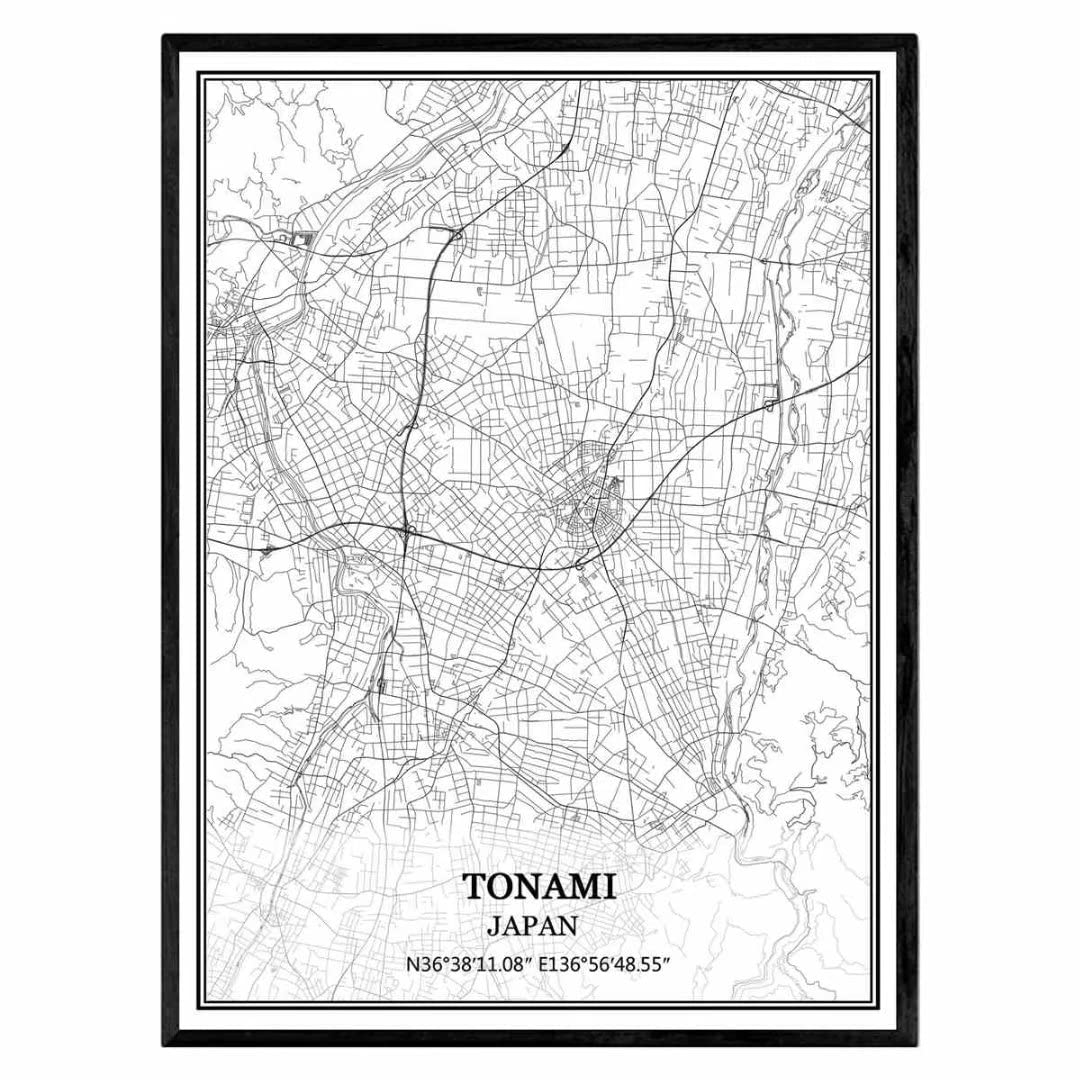 TANOKCRS Tonami Japan Map Wall Art Canvas Print Poster Artwork Unframed Modern Black and White Map Souvenir Gift Home Decor