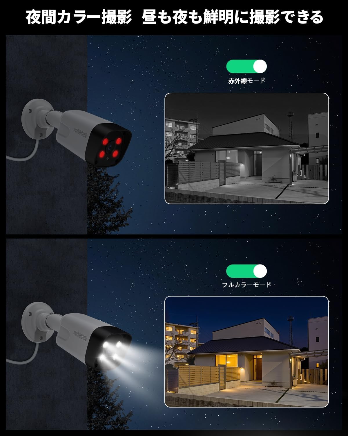 Amazon.co.jp: 【投光威嚇・双方向通話・カラー暗視撮影】OHWOAI POE