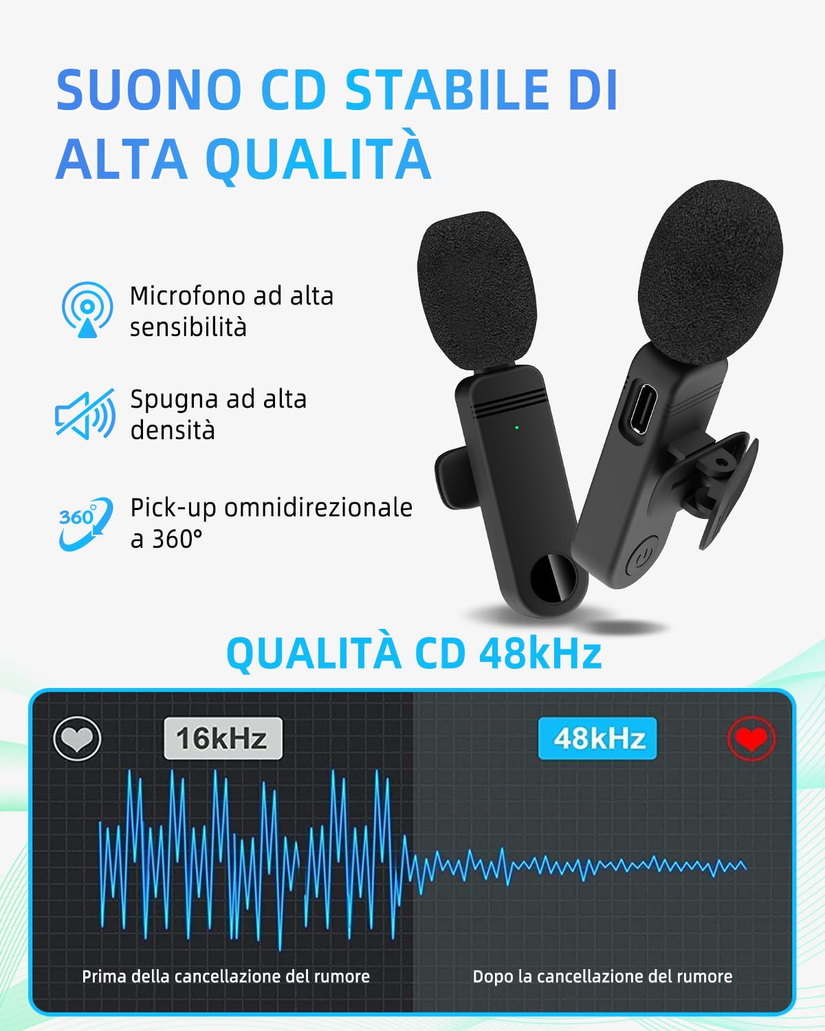 Microfono Lavalier Wireless Per IPhone - Plug & Play, Riduzione Rumore, Perfetto Per TikTok E Live Streaming - Foto 8