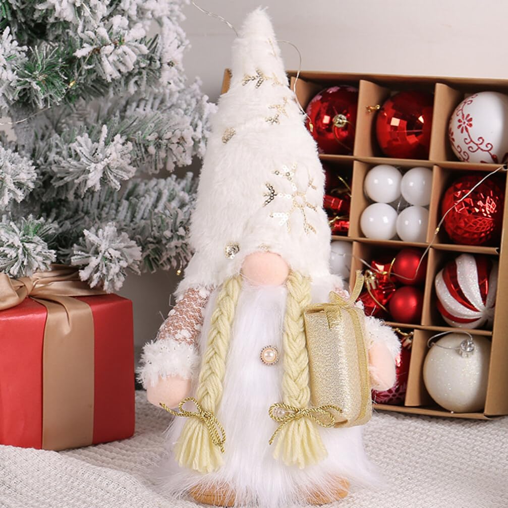Ciieeo De Navidad Iluminado Santa Gnomos De Luz LED Suecos Decoraciones De Mesa De Navidad Hechas A Mano Gnomos De Tomte Escandinavos De Felpa para El Invierno Decoración De Fiesta