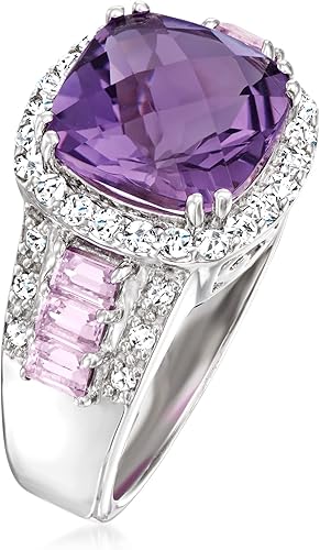 Miniatura 3 de Ross-Simons Anillo de topacio blanco con detalles de diamantes en plata de ley de 3.60 qt. t. w. y 0.30 qt. t. t. w