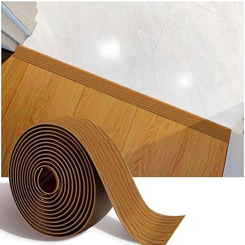 Tira de transición de suelo autoadhesiva, diseño de grano de madera, tira divisora plana de vinilo para suelos laminados y transiciones de puerta (3
