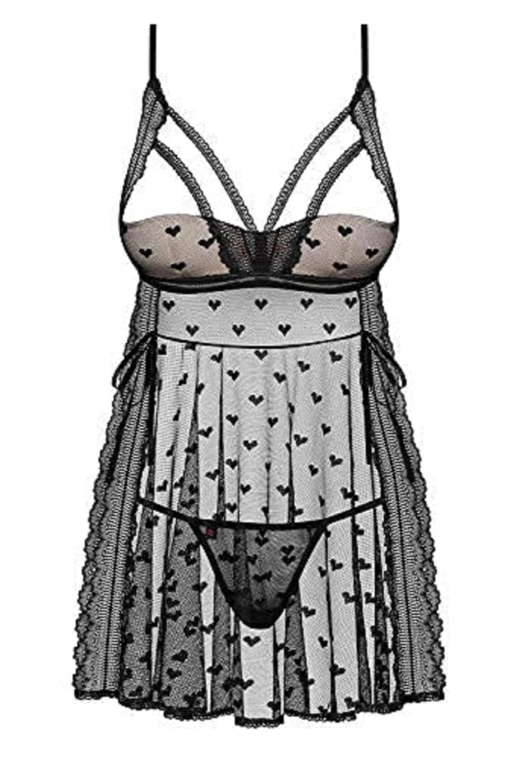 Babydoll Noir S Obsessive Heartia pour sculpter la silhouette - 2
