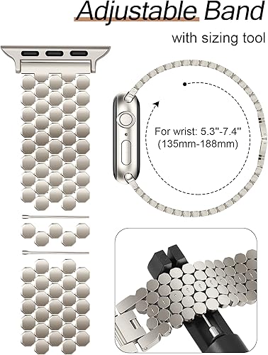Vista 5 de JR.DM Starlight - Correas compatibles con Apple Watch de 1.496 pulgadas, 1.575 pulgadas, 1.614 pulgadas, 1.654 pulgadas, 1.732 pulgadas, 1.772 E