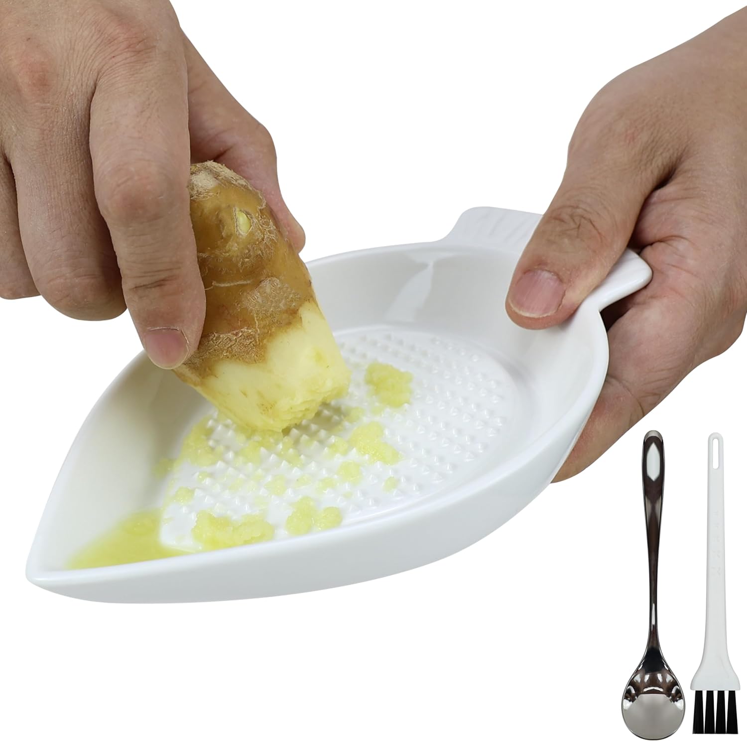 EIKS Ceramic Grater Plate for Grinding Wasabi Ginger Garlic Cheese Carrot Fruits Vegetables Working for Home Kitchen Cooking